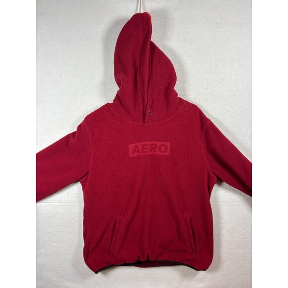Aeropostale Red Fleece Hoodie Sweatshirt M - Picture 1 of 9